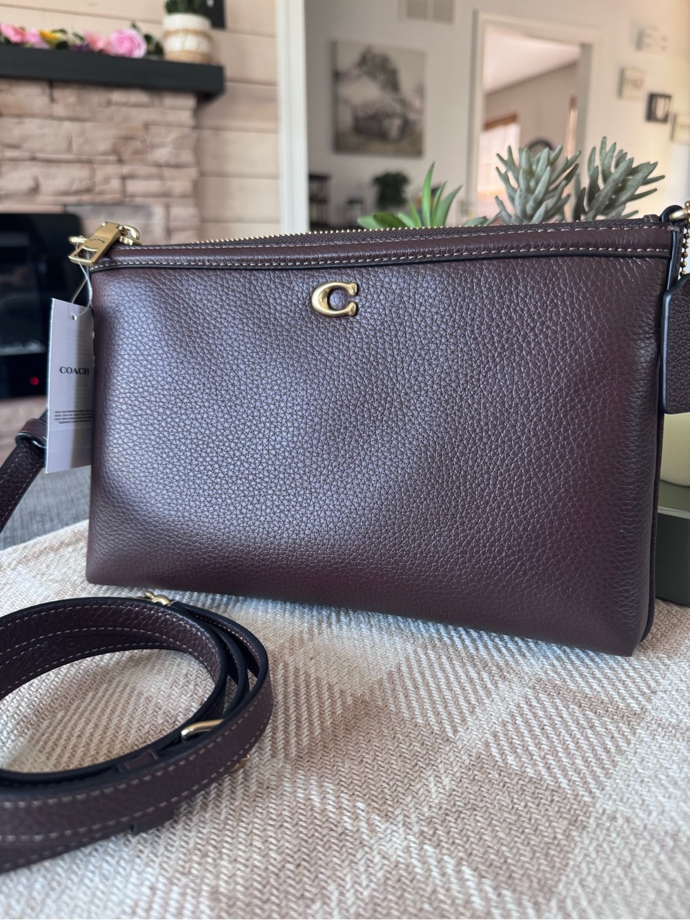 NEW Coach Legacy Pebbled Leather Crossbody Bag in Maple with Gold Hardware